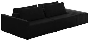 Sofá Ilha Modulado Milos 232cm Puff Lateral Veludo Preto G33 - Gran Belo