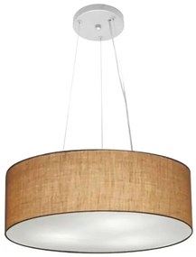 Lustre Pendente Cilíndrico Md-4184 Cúpula em Tecido 45x15cm Palha - Bivolt