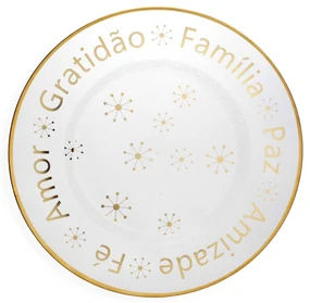 Sousplat de Plástico Desejos de Natal Transparente e Dourado com Estrelas 33 cm - D'Rossi