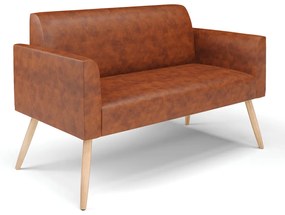 Sofá Namoradeira com 2 Poltronas Pés Palito Natural Marisa Corano D03 - D'Rossi - Nozes
