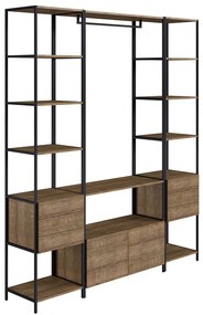 Kit Guarda Roupa Closet Modulado Steel Quadra Estilo Industrial Vermont e Preto A05 - D'Rossi
