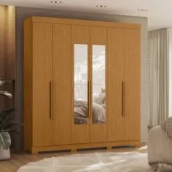 Guarda Roupa Casal 200cm com Espelho Viny A02 Cinamomo - Mpozenato