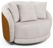 Poltrona Decorativa Giratória para Sala 122cm Kaly Z32 Sintético Caram