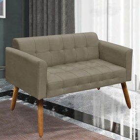 Poltrona Namoradeira Decorativa Pés Palito Karen Suede Nude G19 - Gran Belo