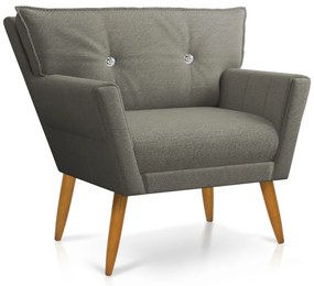 Kit 2 Poltronas Anitta Com Strass Linho Pés Palito Castanho D03 -D'Rossi - A27 Areia