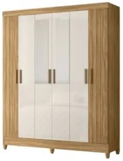 Guarda Roupa Casal 165cm Com Espelho Guiana Freijó/Off Z17   - Mpozena