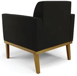 Poltrona Decorativa Base Madeira Castanho Maressa Suede Preto - Ibiza