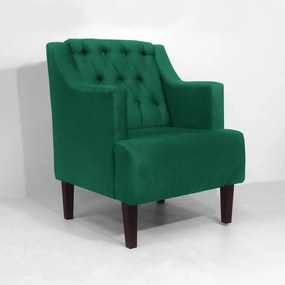 Poltrona Classic Suede Verde Bandeira Pés Palito Sala, Quarto, Decoração