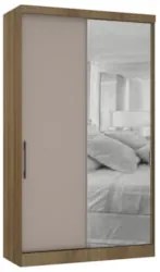 Guarda Roupa Solteiro 135cm 2 Portas e Espelho Delphi Avelã/Cinnamon L