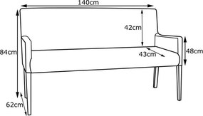 Poltrona 2 Lugares Liverpool Sala de Estar PU Sintético Bege Escuro G15 - Gran Belo