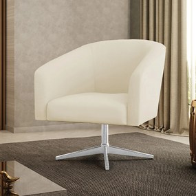 Poltrona Decorativa Giratória Cromada Stella Cotelê Int/Veludo D03 - D'Rossi - Off White