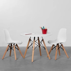Conjunto Mesa Infantil Eiffell com 2 Cadeiras Eiffel Infantil - Branco