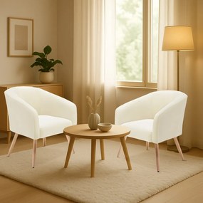Poltrona Decorativa Pé Palito Natural Kit 2 Stella Cotelê Int/Veludo D03 - D'Rossi - Off White