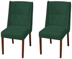 Kit 2 Cadeiras de Jantar Lecce Veludo Verde Bandeira