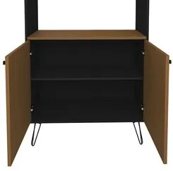 Estante Livreiro Decorativa 2 Portas Industrial Lit A06 Freijó/Preto -