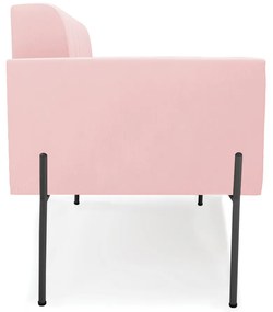 Sofá Namoradeira 2 Lugares Pé de Ferro Preto Elisa Suede D03 - D'Rossi - Rosa Bebê