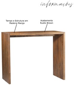 Balcão para Cozinha Flauer Madeira Maciça Rustic Brown - Gran Belo