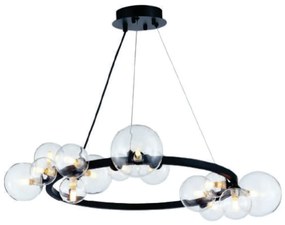 Pendente Versus Redondo Ø80X30Cm Metal Preto E Vidro Transparente 14Xg...