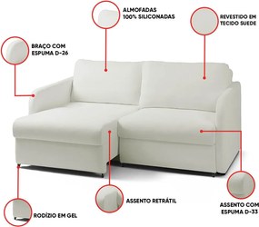 Sofá Retrátil Reclinável 4 Lugares 236cm Amsterdã Suede Bege K01 - D'Rossi