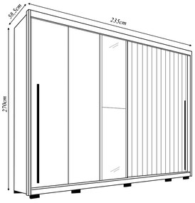 Guarda Roupa Casal Polaris Ripado com 2 Portas de Correr com Espelho 6 Gavetas MDF  Freijo/Off/Sued G11- Gran Belo