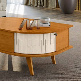Mesa de Centro Para Sala com 2 Portas Narvelli M20 - D'Rossi - Cinamomo e Off White
