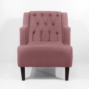 Poltrona Classic Suede Rosê Pés Trapézio Sala, Quarto, Decoração