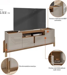 Rack Lizz 1.70 Off White/Cedro - Casa D Móveis