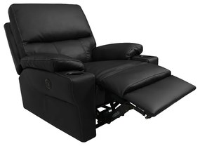 Poltrona do Papai Sala de Cinema Mia Reclinável Retrátil Power Elétrico Base Fixa Couro Preto G40 - Gran Belo