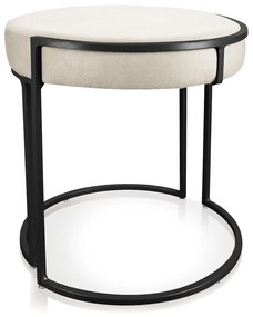 Puff Redondo Base Industrial Preto Love Suede D03 - D'Rossi - Bege