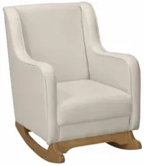 Poltrona Amamentação Base Madeira Balanço Vick Linho Bege F03 - Mpozen