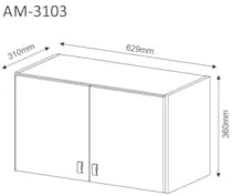 Armário Aéreo 63cm 02 Portas AM3103 Branco    - Tecno Mobili