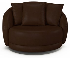 Poltrona Decorativa Base Giratória Galáxia com Almofadas PU Marrom G45 - Gran Belo