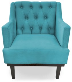 Poltrona Decorativa Clássica Capitonê Pés Madeira Suede Turqueza - Sheep Estofados