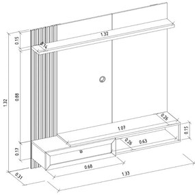 Painel Home Suspenso Quito para Tv até 55 Freijó/Off White G77 - Gran Belo