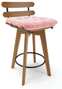 Banqueta Giratória Costela Suede Base Madeira MA70 - D'Rossi - Rosa Bebê