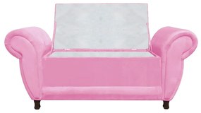 Kit 02 Recamier com Baú Itália Namoradeira Calçadeira Suede Rosa Bebê D'Rossi