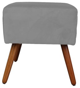 Puff Decorativo Quadrado Malu com Pés Palito Suede Cinza