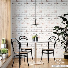 Papel de Parede Tijolo Branco Patinado 0.52m x 3.00m