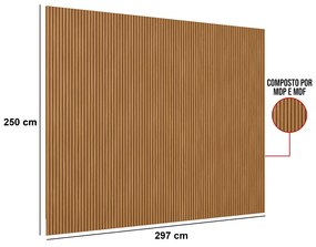 Painel para TV até 75 Polegadas Ripado Marisa Nature Fosco 297x250 cm L04 - D'Rossi