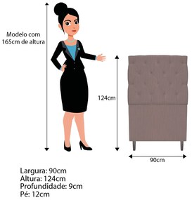 Kit Cabeceira e Calçadeira Liverpool 90 cm Solteiro Linho Rosê - ADJ Decor