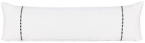 Fronha Para Body Pillow com Bordados nas Laterais em Cetim 300 fios Cerclê - Branco e Preto  Branco e Preto