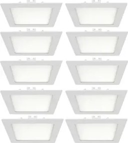 Kit 10 Plafons Led Embutir Quadrado 18W Branco 22,5CM