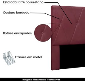 Cabeceira Decorativa Casal 1,40M Yves Veludo Vinho G63 - Gran Belo