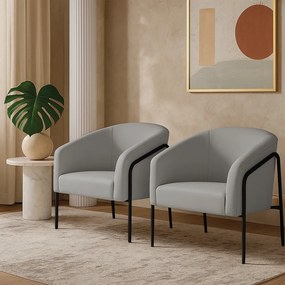Poltrona Sala Industrial Alta Preto Kit 2 Stella Suede D03 - D'Rossi - Cinza