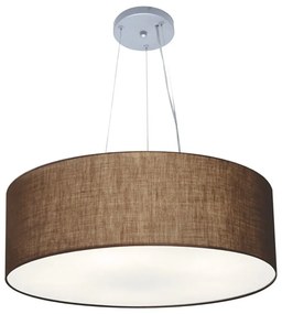 Lustre Pendente Cilíndrico Md-4010 Cúpula em Tecido 60x21cm Café - Bivolt