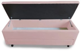 Calçadeira Baú com Sapateira Casal 140cm Paris Suede Rosa - Sheep Estofados - Rosa