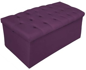 Recamier Baú Estofada Mel 90 cm Solteiro Com Capitonê Suede Roxo - ADJ Decor