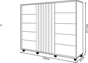 Cômoda Ripado Tulia 136cm 2 Portas 5 Gavetas MDP Buriti/Fendi G11 - Gran Belo