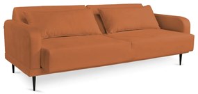 Sofá Cama 03 Lugares Angel Veludo Pés Tabaco - D'Rossi - Ferrugem