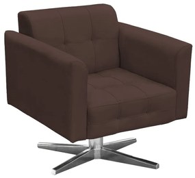 Kit 01 Namoradeira e 01 Poltrona Giratória Elisa Suede Base Estrela Cromada D'Rossi - Marrom